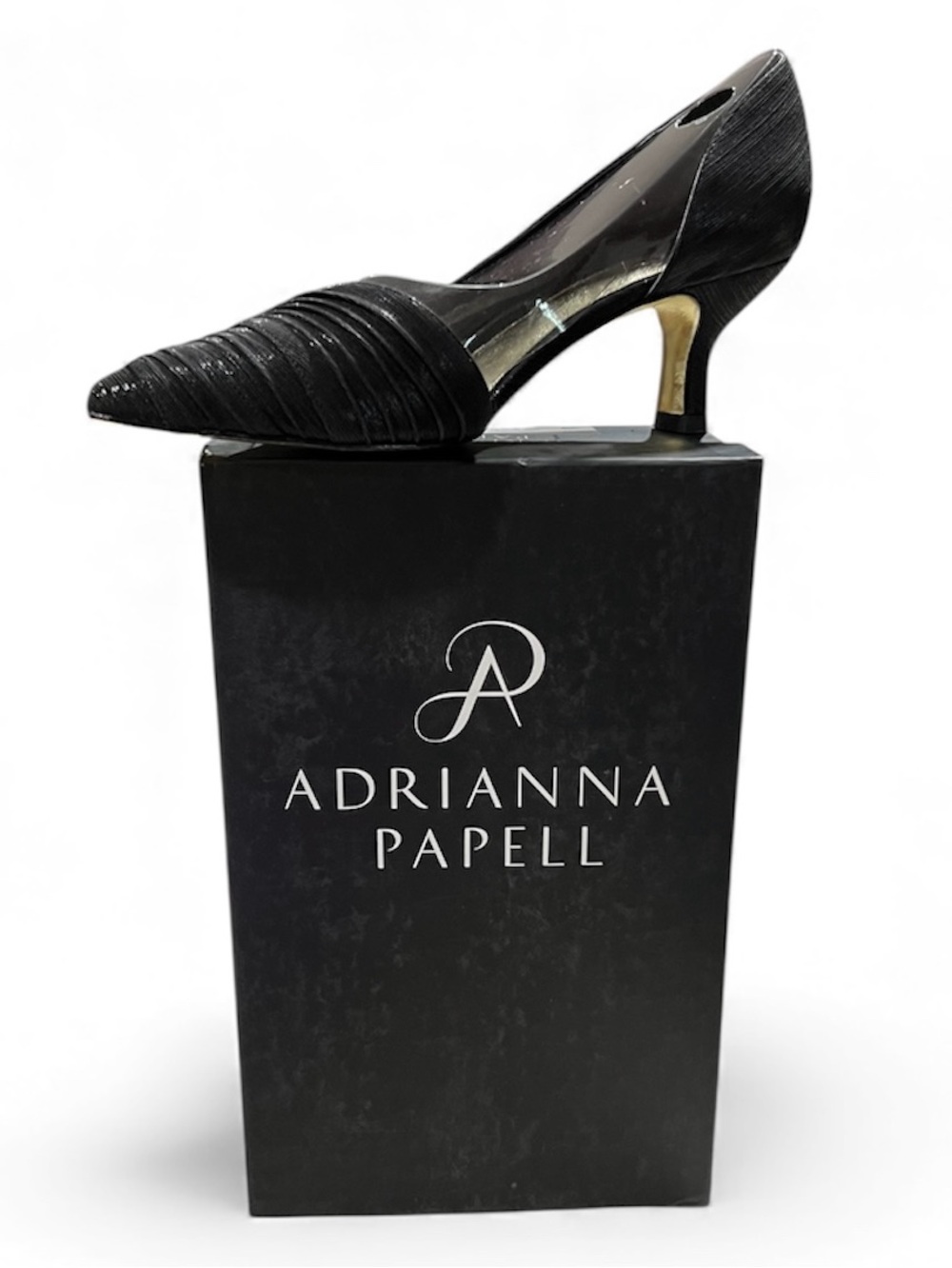 Adrianna Papell - Black Byzantine Metallic Open- Sude Heels - Size 8M